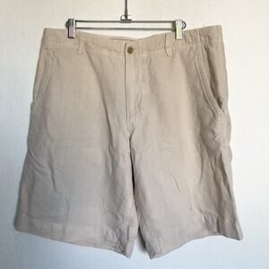 Banana Republic Linen Shorts Men Sz 35 Tan Cream Drawstring Resort Vacation